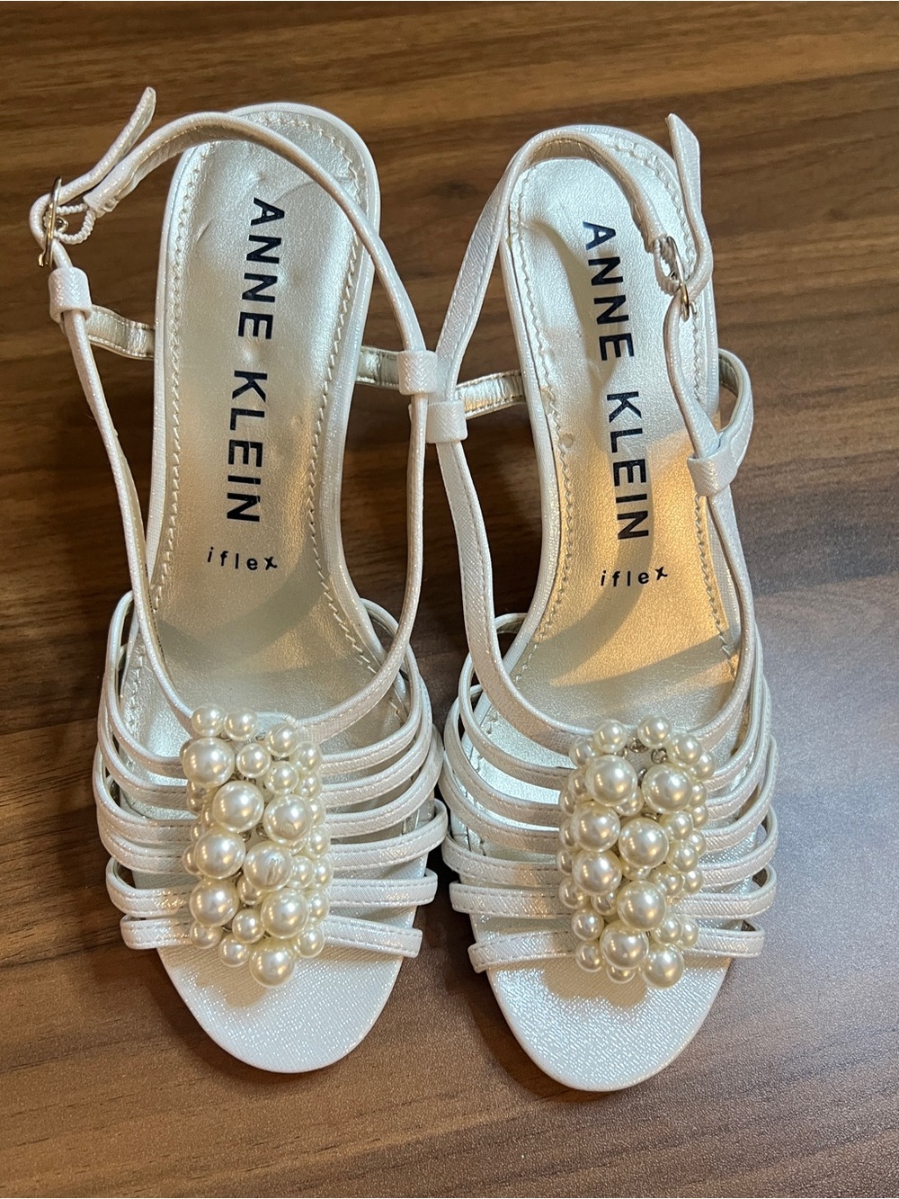 Anne Klein Olie Pearl Strappy Heeled Sandals (sz. 8)